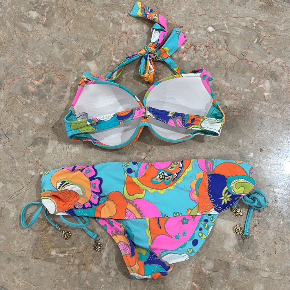Tina Turk whimsical colorful bikini bottoms size 8 top size 10 - Picture 2 of 4